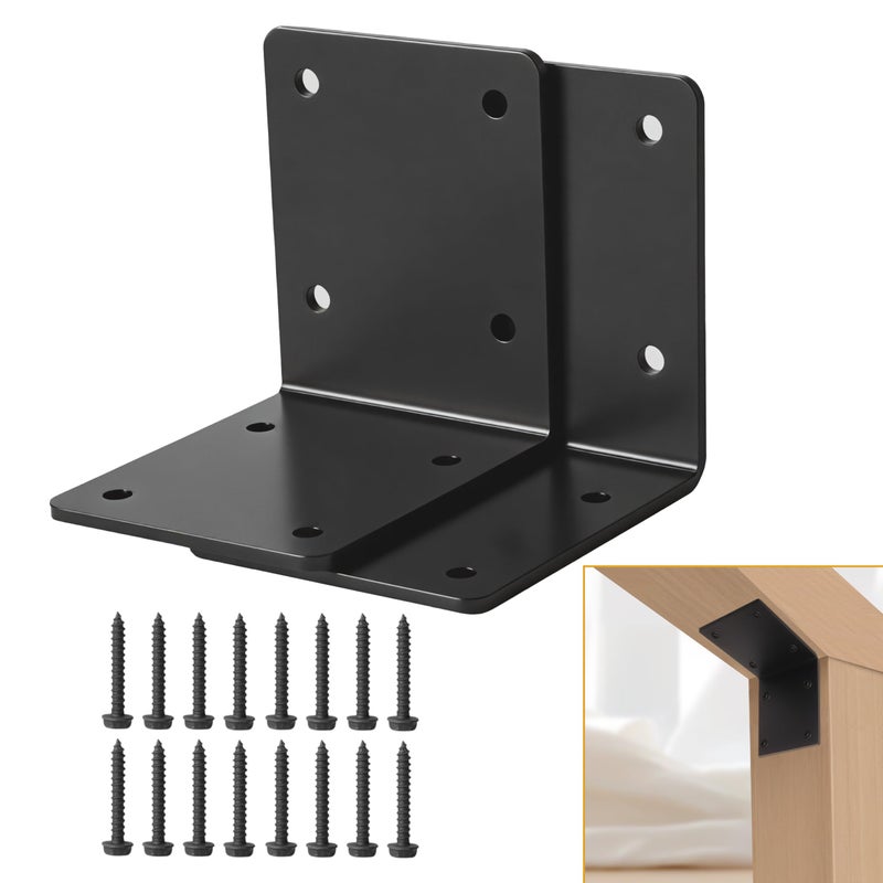 JAVOUKA 2-Pack L Right Angle Bracket 6"" X 6"" X 5"" Heavy Duty Steel Corner Bracket, Thickness 0.22""(5.73Mm), Corner Brace For Metal Joint Timber Connector Shelves Wood Furniture Support, Max Load 300Lbs - Image 1