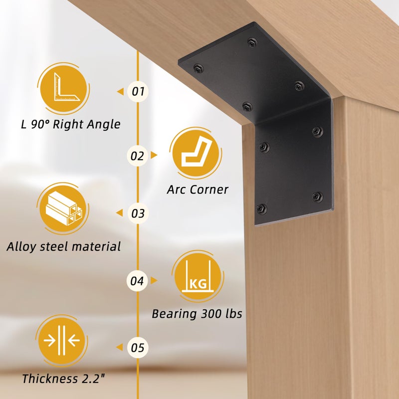 JAVOUKA 2-Pack L Right Angle Bracket 6"" X 6"" X 5"" Heavy Duty Steel Corner Bracket, Thickness 0.22""(5.73Mm), Corner Brace For Metal Joint Timber Connector Shelves Wood Furniture Support, Max Load 300Lbs - Image 3