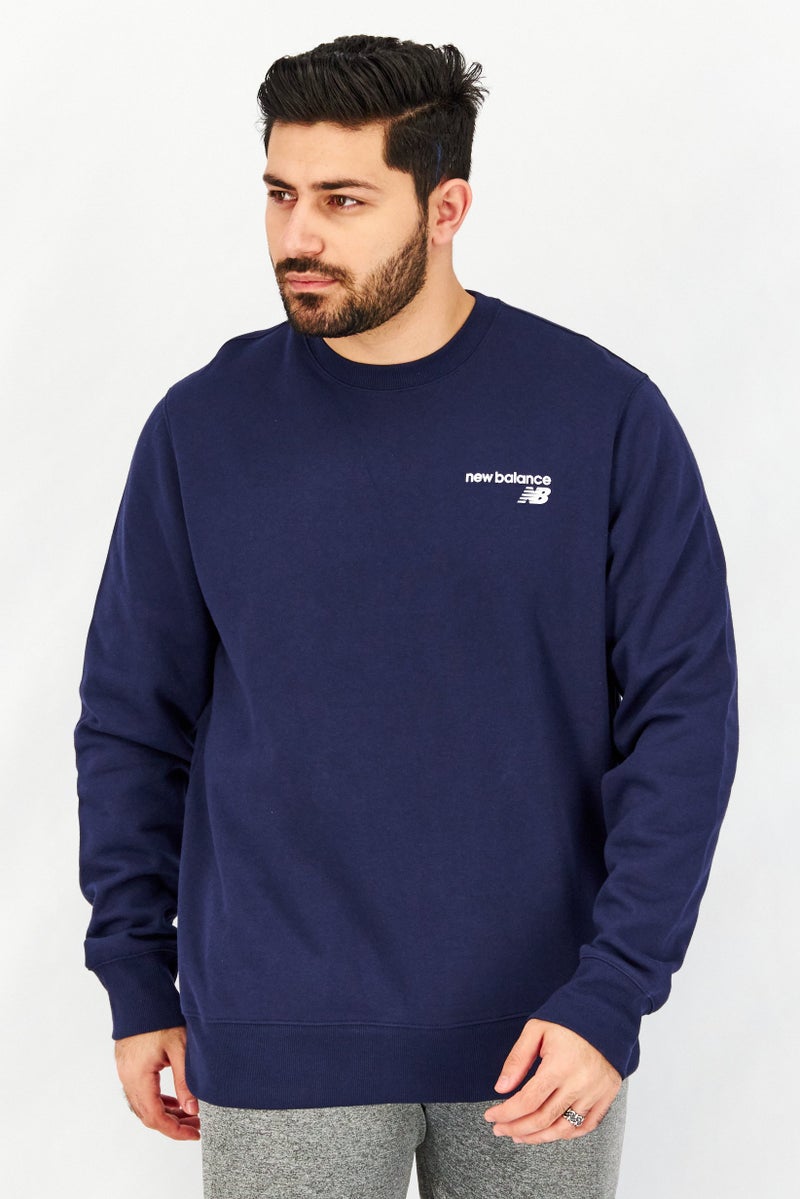 New Balance Men Sportswear Fit Brand Logo Sweatshirt, Navy  - Image 1