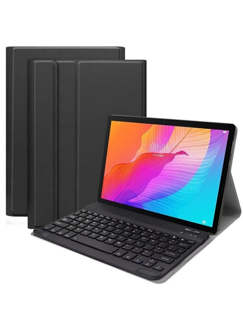 Keyboard Case for MatePad T10/T10s 2020, Slim Lightweight Folio PU Leather Stand Case with Magnetically Detachable Wireless Keyboard for T10s 10.1" / T10 9.7" Tablet, Black