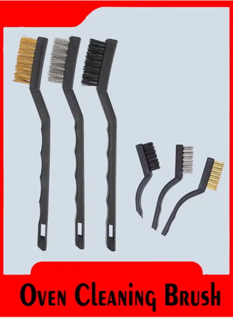 LOWHAT 3 Piece Oven Cleaning Brush, Set of Three Home Gas Stove Cleaning Brushes Made of Brass, Nylon and Stainless Steel - Image 1