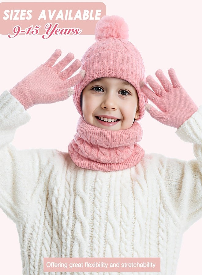Clothclose Kids Winter Hat Gloves Scarf Set - Knitted Kids Scarf Hat and Gloves for Girls 9-15 Years, Neck Warmer Thick Lining Kid Beanie Winter Set Themed - Image 5