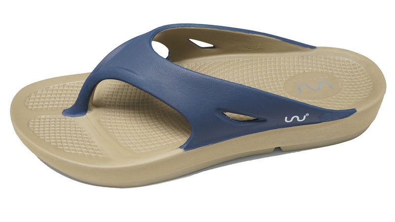 doubleu Recovery Slipper|Soft Doctor Anti-Skid Slipper for Men|Painted Classic|Slides, Flip-Flops, Chappals (9,Khaki+Blue) - Image 4
