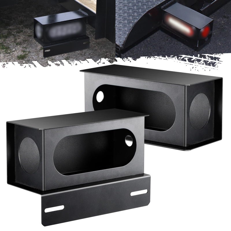 Partsam Heavy Duty Black Steel Utility Truck Trailer 6 Tail Light Guard Oval Box 2 Side Light