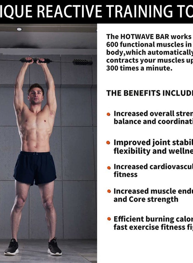 Hot Wave Hotwave Elastic Fitness Bar, Shoulder Physical Therapy, Total Body Fat Burning Bar, Core Strength Training Equipment Patented Product. - Image 2
