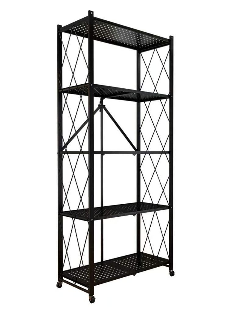 DubaiGallery Folding Storage Shelf with Wheels 5 Tiers Space Saving Organizer for Living Room Bedroom Kitchen Home - Image 2