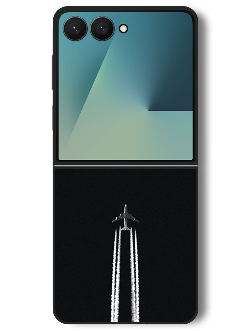 Theodor Case Compatible with Samsung Galaxy Z Flip 7 - 6.9 Inch Protection Shockproof Bumper Cover airplane_track_night - Image 1