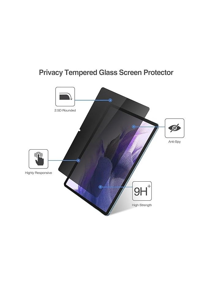 Privacy Screen Protector Compatible with Samsung Galaxy Tab S10 Plus/Tab S10+ 12.4 inch (2024), Anti-Spy Tempered Glass Screen Film Guard - Image 2