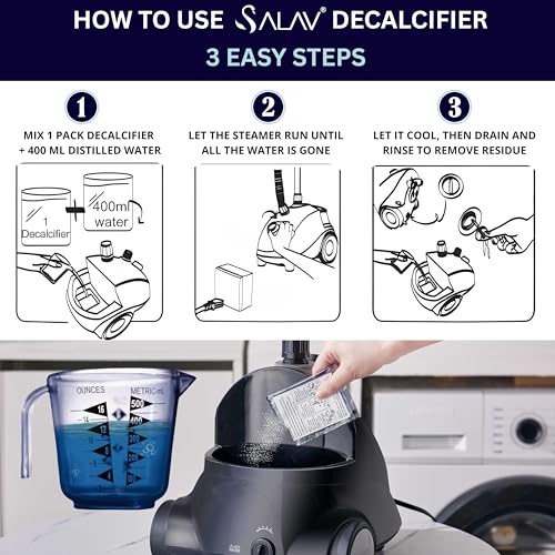 SALAV Garment Steamer Descaling Solution Decalcifier Packets for Mineral Deposits and Build-up Removal, Maintenance for Clothes, Works with all Garment Steamer Brands, Cleans Build Up, 5 packs - Image 3