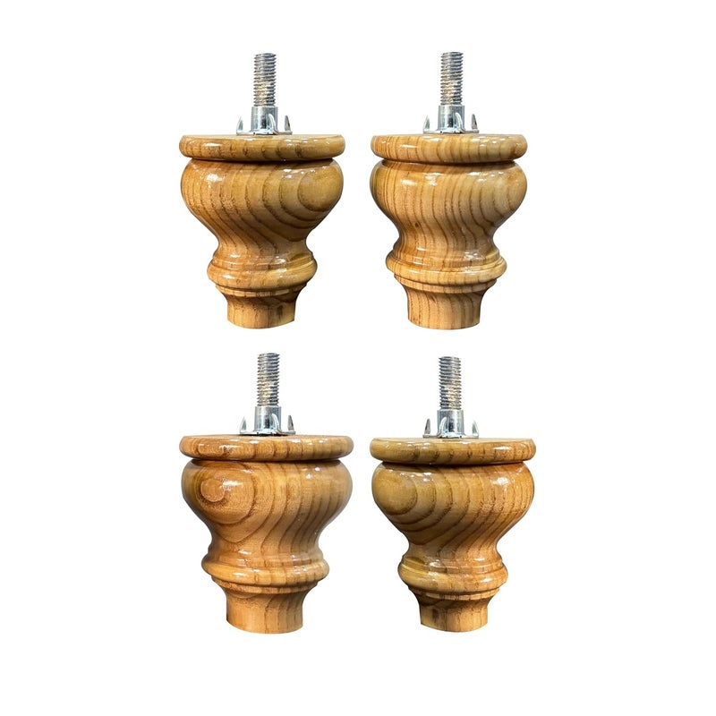 ASHOFY ASHOFY Handmade White Cedar Wood Sofa Leg Cabinate Leg Chowki Leg Height 35 Inch Light Brown White Cedar Wood 1 - Image 2