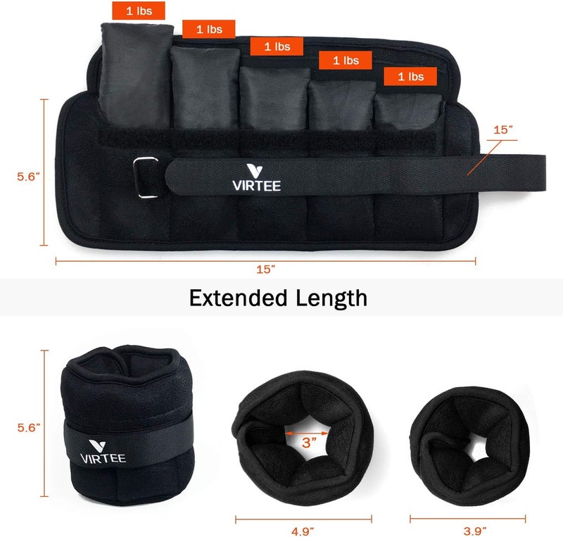 Virtee Adjustable Ankle Weights, 3/7/10 Lbs Pair Arm Leg Weights Set for Men and Women, Weighted Ankle Weight for Jogging, Walking, Gymnastics, Aerobics, Physical Therapy - Image 4