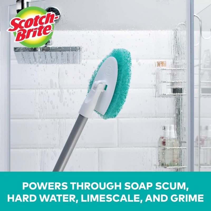 Scotch Brite مجموعة فرشاة تنظيف الأنابيب والبلاط القابلة للتمديد من سكوتش-برايت، تشمل 1 مقبض و3 وسادات تنظيف غير خادشة - Image 3