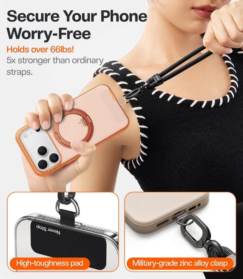 TORRAS Phone Lanyard Crossbody with 2 Phone Tabs, Adjustable Anti Theft Phone Strap for All Phones, Premium Metal Buckles, Skin-Friendly, Universal Cell Phone Neck lanyard for Women and Men, Purple - Image 4