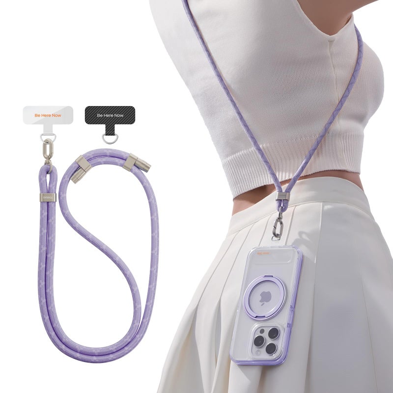 TORRAS Phone Lanyard Crossbody with 2 Phone Tabs, Adjustable Anti Theft Phone Strap for All Phones, Premium Metal Buckles, Skin-Friendly, Universal Cell Phone Neck lanyard for Women and Men, Purple - Image 1