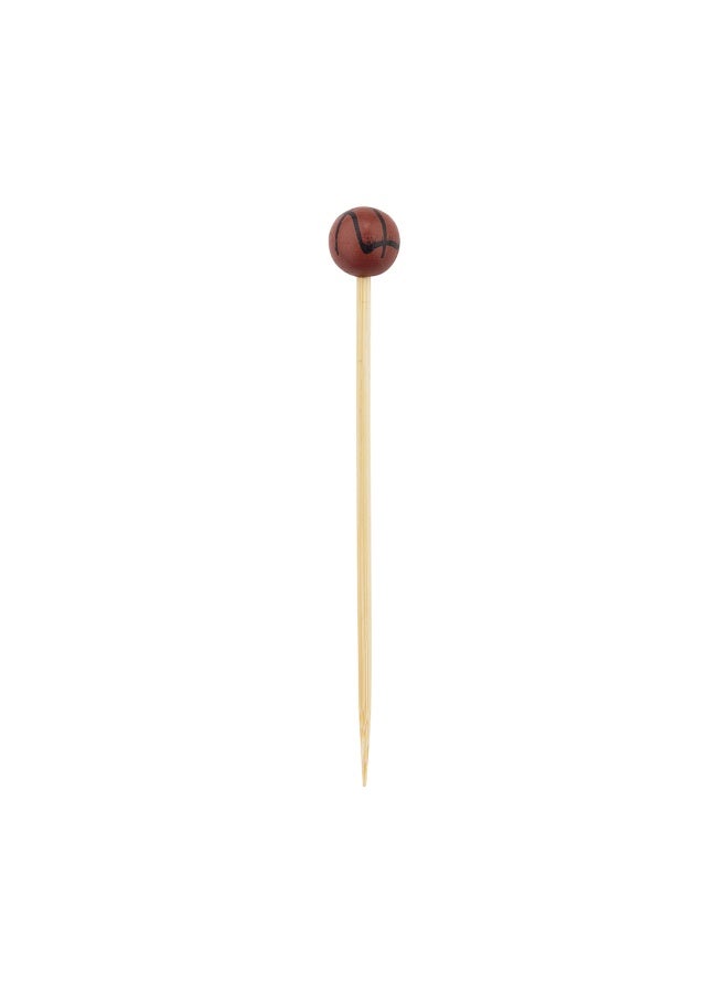 Restaurantware 4 Inch Basketball Skewers, 1000 Hand Painted Decorative Bamboo Skewers - Sharp Point, Sturdy, Brown And Black Bamboo Decorative Picks, Assorted, For Appetizers Or Garnishes - Image 1
