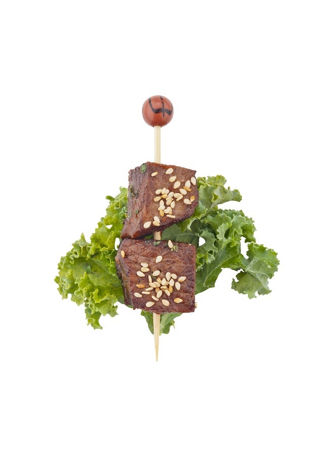 Restaurantware 4 Inch Basketball Skewers, 1000 Hand Painted Decorative Bamboo Skewers - Sharp Point, Sturdy, Brown And Black Bamboo Decorative Picks, Assorted, For Appetizers Or Garnishes - Image 2
