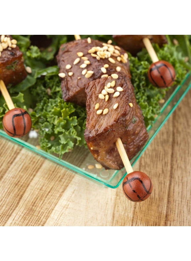 Restaurantware 4 Inch Basketball Skewers, 1000 Hand Painted Decorative Bamboo Skewers - Sharp Point, Sturdy, Brown And Black Bamboo Decorative Picks, Assorted, For Appetizers Or Garnishes - Image 3