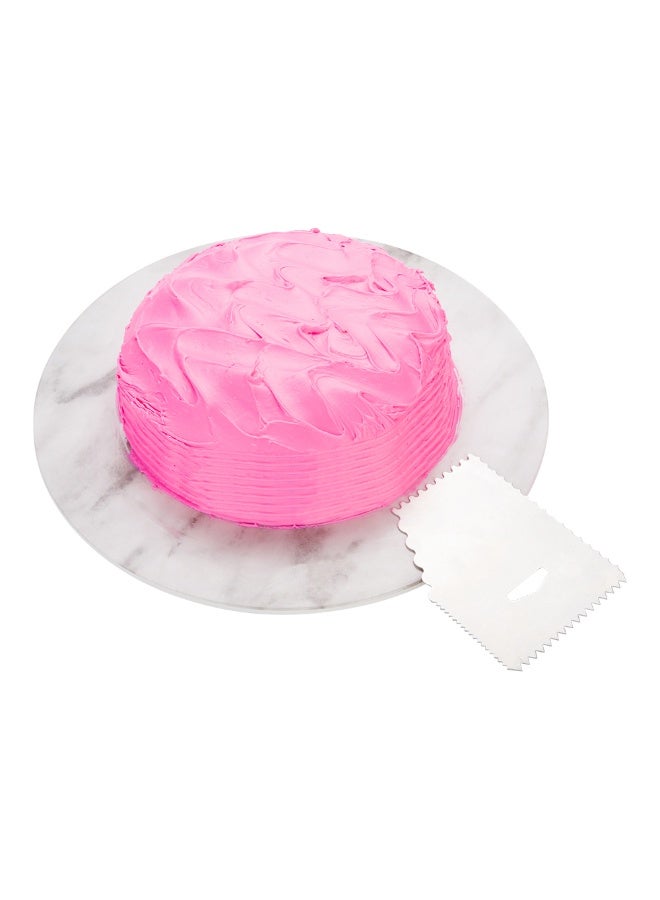 Restaurantware Pastry Tek 4.8 Inch x 3.8 Inch Cake Scraper, 1 5-Pattern Cake Smoother - Assorted Edges, Hanging Hole, Metal Icing Smoother, For Decorating Or Sculpting Desserts, - Image 2