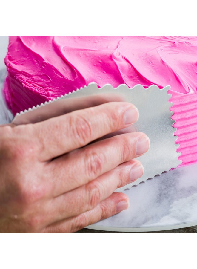 Restaurantware Pastry Tek 4.8 Inch x 3.8 Inch Cake Scraper, 1 5-Pattern Cake Smoother - Assorted Edges, Hanging Hole, Metal Icing Smoother, For Decorating Or Sculpting Desserts, - Image 3