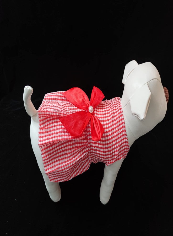 PETANGEL Cotton Small Dog Girl Stripe Dress for Puppy Clothes Female Princess Tutu Frock Skirt Summer Shirt for Shihtzu, Maltese Cat Pet Apparel Outfits ( L, Chest: 45cm, Length: 35cm) Pack of 1 (Red) - Image 3