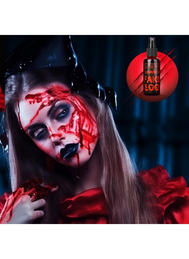 UNIMEIX 2 Oz Fake Blood Spray And 1 Oz Gel Fake Blood Makeup Kit Washable Sfx Makeup For Clothes Mouth Eyes，Stage Blood For Halloween Zombie Vampire Cosplay Party  - Image 3