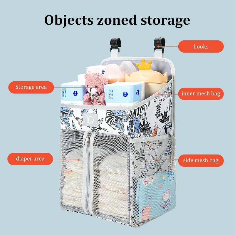 Hanging Diaper Caddy Organizer, Diaper Holder Baby Crib Hanging Storage, Diaper Stacker and Crib Organizer, Diaper Stacker for Changing Table, Crib, Playard or Wall – Newborn Baby Essentials - Image 2