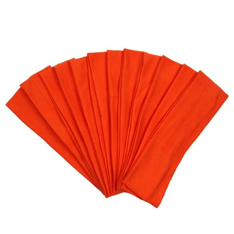 ICObuty Headbands Hairband Cotton Soft and Stretchy Elastic Solid Color 12 Pcs Per Lot (Orange) Middle - Image 5