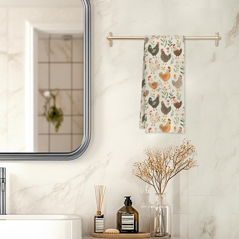 HUGANE Farmhouse Chicken Rooster Kitchen Towels, Chicken Dish Towels, Rooster Decor Hand Towel for Bathroom Kitchen Decor, Cock Mom Lady Gifts, 16x24 Inch - Image 5