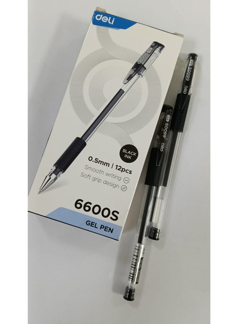 ديلي قلم جل ديلي 6600S، 0.5 مم، عبوة من 12 قلمًا، أسود - Image 1