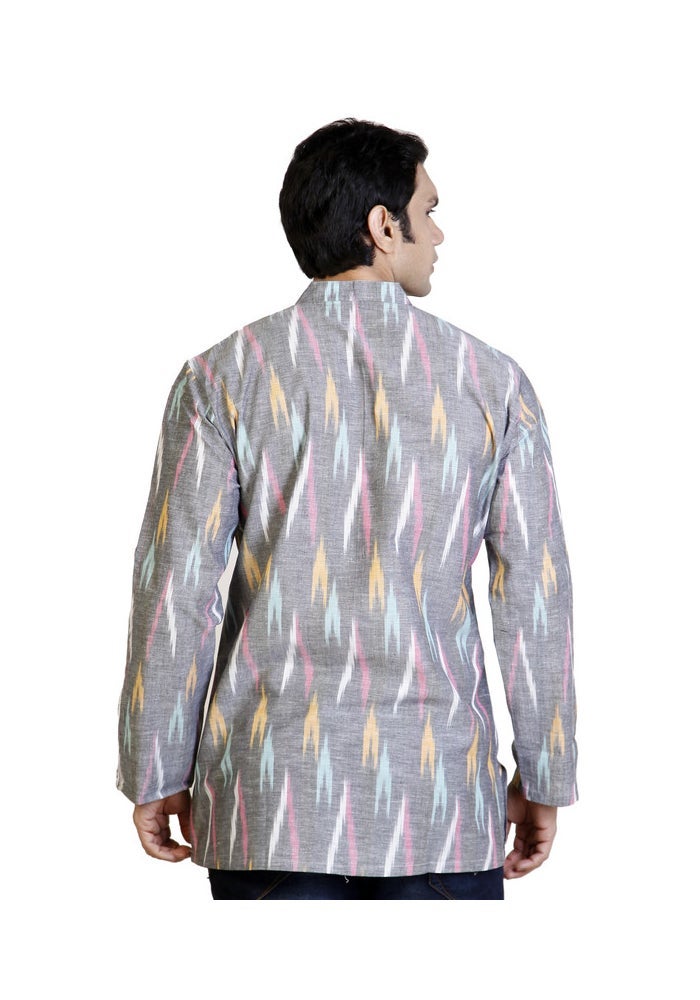 ARCHATTIRE Men’s Grey Cotton Printed Kurta for Men - Image 2
