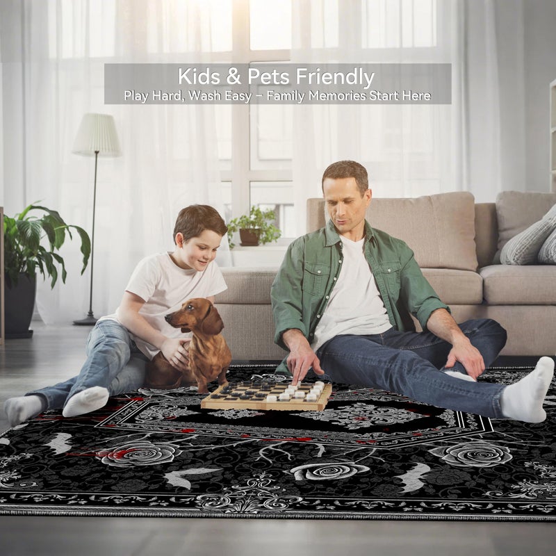 Nayoroom Dark Academia Area Rug, Soft Machine Washable 8x10 Rug, Non-Slip, Non-Shedding, Durable and Easy-Care, Perfect for Living Room, Bedroom, Dining Room. - Image 4