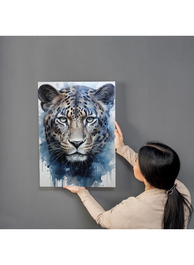 Walliv Watercolor/ Ink-Splashed Leopard Canvas Painting For Wall Decor 100x150 cm.  - Image 1