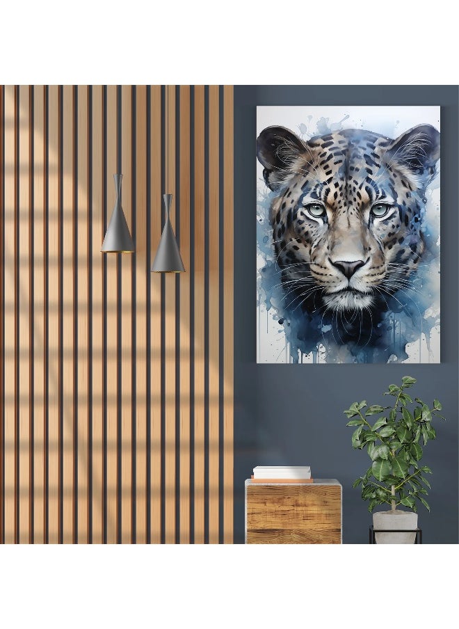 Walliv Watercolor/ Ink-Splashed Leopard Canvas Painting For Wall Decor 100x150 cm.  - Image 3
