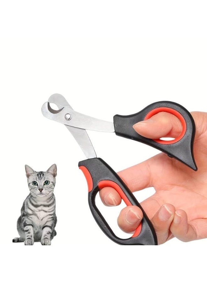 Rubik Pet Nail Clipper, Stainless Steel Nail Cutter Scissor for Cat Dog Birds Kittens Rabbits and Small Animals Grooming (Black/Red) - Image 2