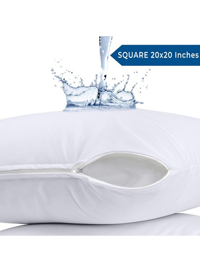 Utopia Bedding Waterproof Throw Pillow Protectors (No Pillow Inserts) with Zipper 20 x 20 Inches (2 Pack, White), Bed Bug Proof Outdoor Bed Couch Decorative Pillow Encasement Covers - Image 2