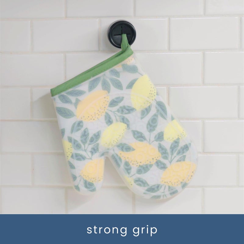 S&T INC. Round Adhesive Push Towel Hooks for Kitchen, Hand and Dish Towels, Matte Black, 4 Pack - Image 5