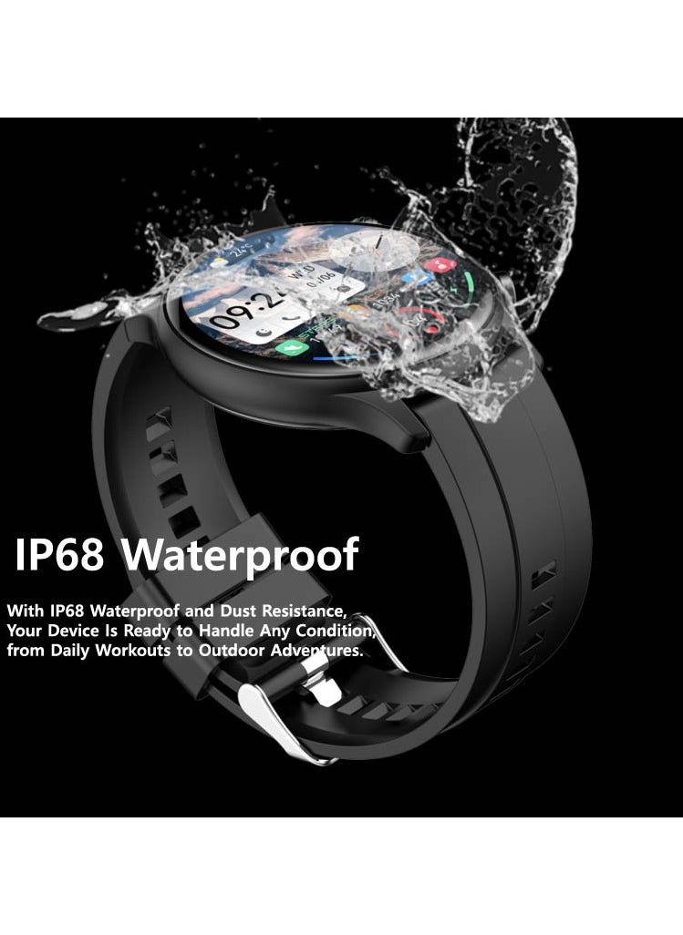 G-Tab - G Tab GTR3 1.43 Inch AMOLED Display Smart Watch With IP68 Waterproof Full Touch Control and 2 Pair Straps Designed For Men Black - Image 1