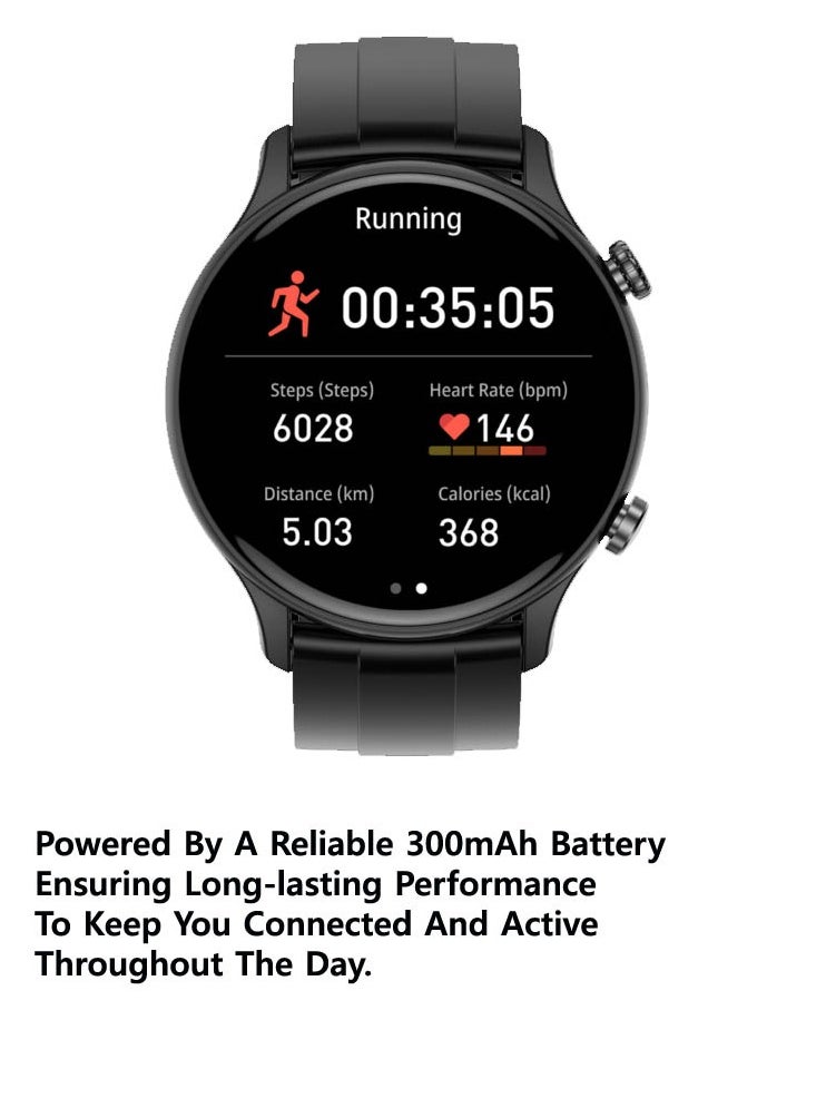 G-Tab - G Tab GTR3 1.43 Inch AMOLED Display Smart Watch With IP68 Waterproof Full Touch Control and 2 Pair Straps Designed For Men Black - Image 1