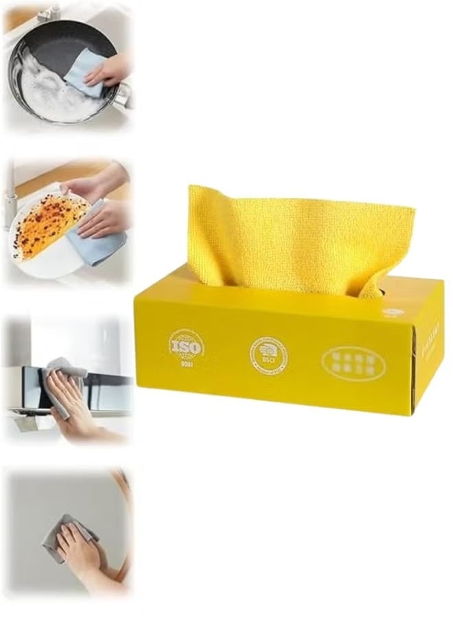 20 Multi-Purpose Household and Car Cleaning Reusable Microfiber Cloths - Yellow - Image 1