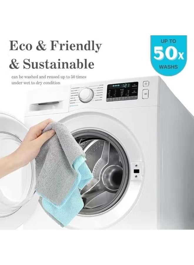 20 Multi-Purpose Household and Car Cleaning Reusable Microfiber Cloths - Yellow - Image 3