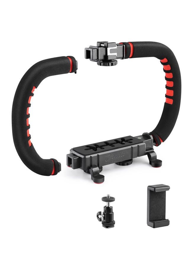 Zeadio Camera Smartphone Stabilizer, Handle Grip Handheld Video Rig, Compatibility with All Camera, Camcorder, Action Camera, DSLR and for All iPhone and Android Smartphones - Image 1