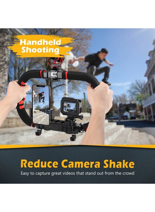 Zeadio Camera Smartphone Stabilizer, Handle Grip Handheld Video Rig, Compatibility with All Camera, Camcorder, Action Camera, DSLR and for All iPhone and Android Smartphones - Image 2
