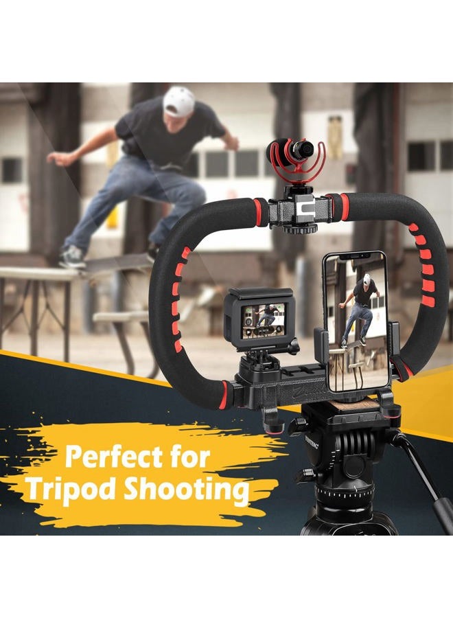 Zeadio Camera Smartphone Stabilizer, Handle Grip Handheld Video Rig, Compatibility with All Camera, Camcorder, Action Camera, DSLR and for All iPhone and Android Smartphones - Image 3