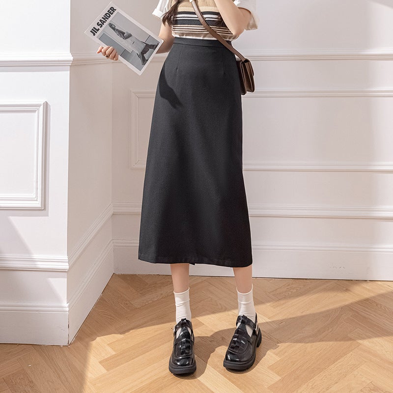 High Waist Skirt 2024 Spring And One-Step Skirt Mid-Length Irregular Pleated A- Line Skirt Fishtail Skirt Commuter - Image 1