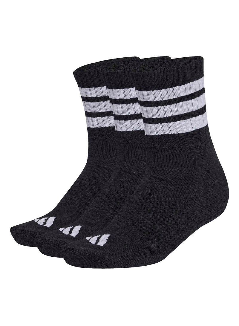 Adidas 3 Stripes Cushioned Sportswear Mid Cut Socks 3 Pair Pack - Image 1