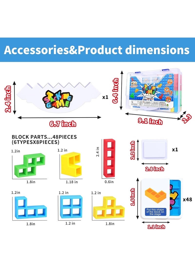 48 PCS Tetra Tower Game For Adult And Kids Stack Attack Board Games For Family Travel Party 2 Players Balance Stacking Toy  - Image 2