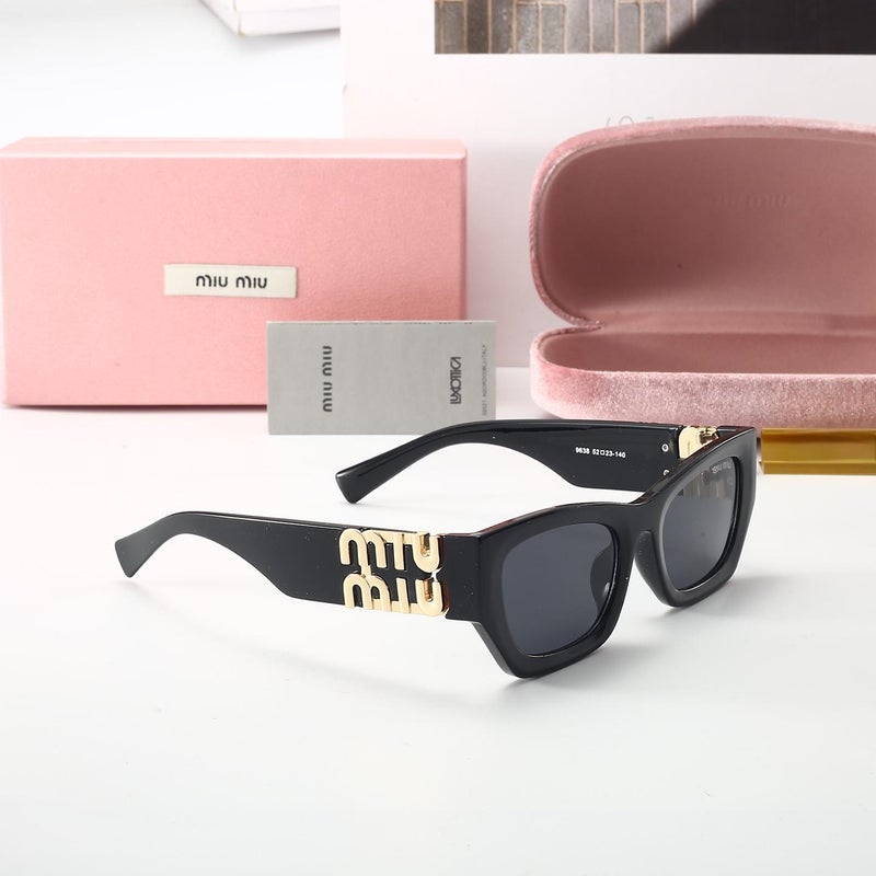 Miu Miu Miumiu Women Trendy Retro Sunglasses Cycling Sunglasses Square Frame Shades Black Lenses - Image 2