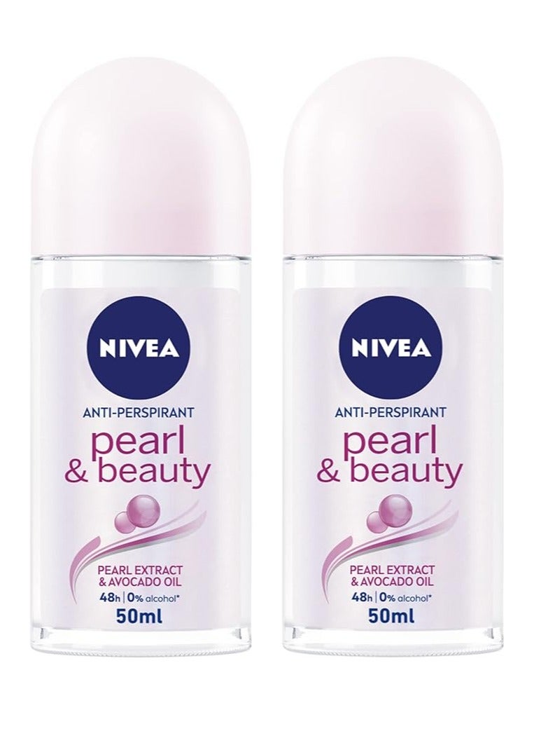 نيفيا عبوتين من نيفيا رول اون مضاد للتعرق نسائي بيرل اند بيوتي 50 مل - Image 1