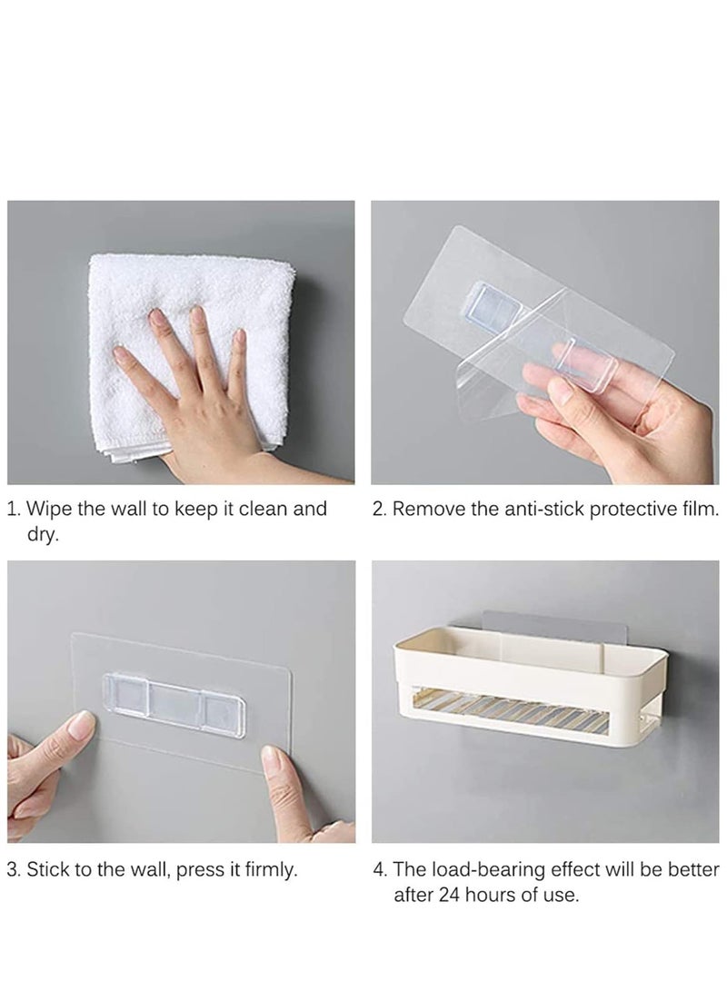 SYOSI Self Adhesive Bathroom Shelf,  Wall Mounted Storage Organizer, No Drilling Shower Caddy, Kitchen Storage Basket, Rack Shelves for Bathroom & Kitchen 2 Pcs (White+Green) - Image 3