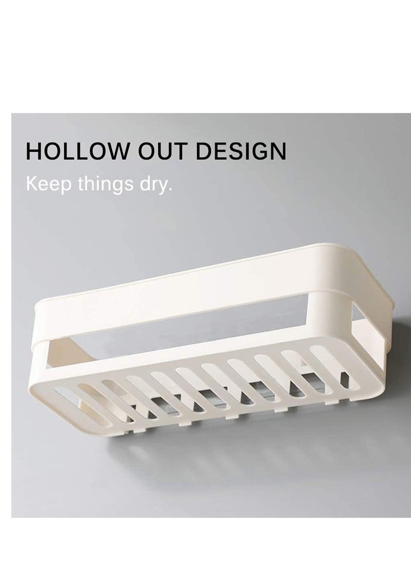 SYOSI Self Adhesive Bathroom Shelf,  Wall Mounted Storage Organizer, No Drilling Shower Caddy, Kitchen Storage Basket, Rack Shelves for Bathroom & Kitchen 2 Pcs (White+Green) - Image 5